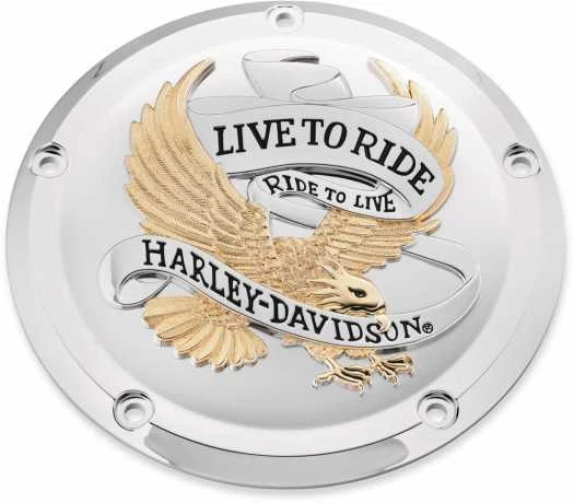 Harley Davidson Live To Ride Derby Deckel Gold&chrom 1 Harley Davidson Live To Ride Derby Deckel Gold&chrom