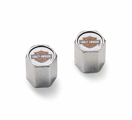 Harley Davidson Ventilkappen Bar & Shield Orange & Chrom 1 Harley Davidson Ventilkappen Bar & Shield Orange & Chrom